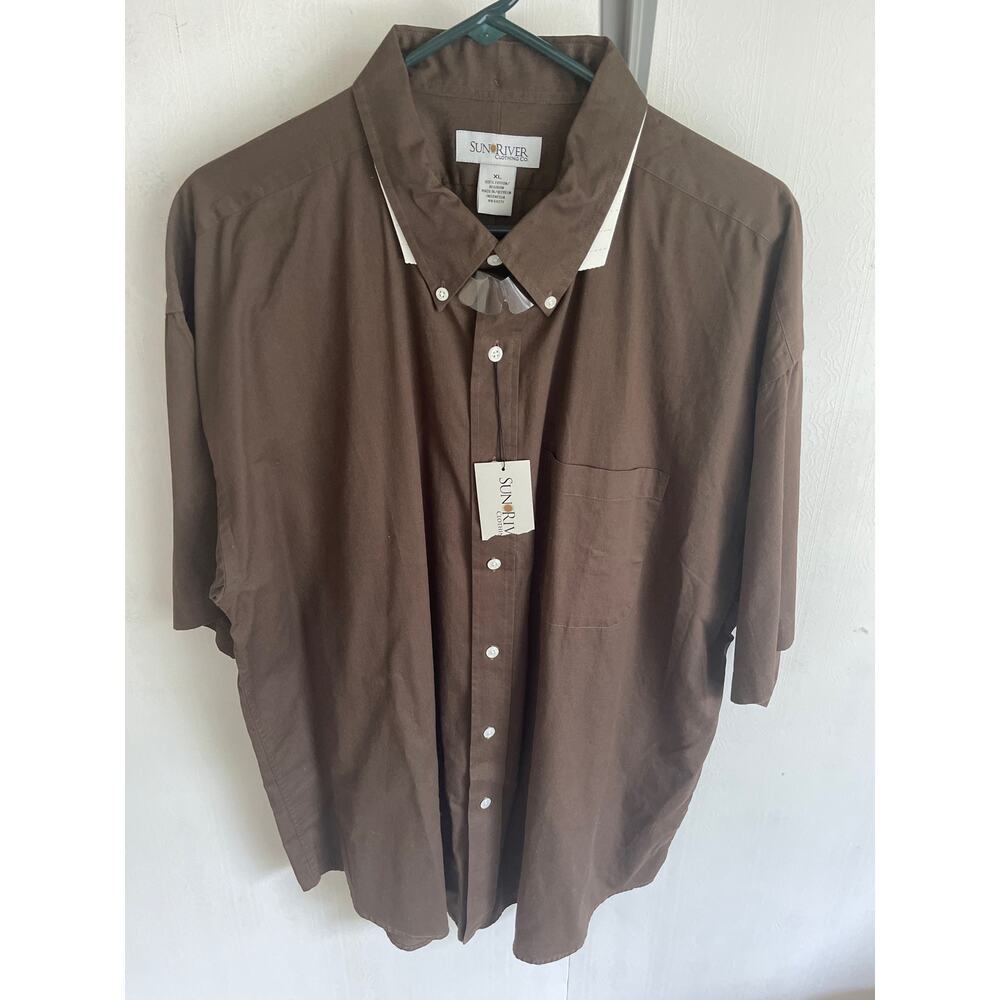 Mens Dress Shirt Button Down XL NWT Short Sleeve SUN RIVER short sleeve